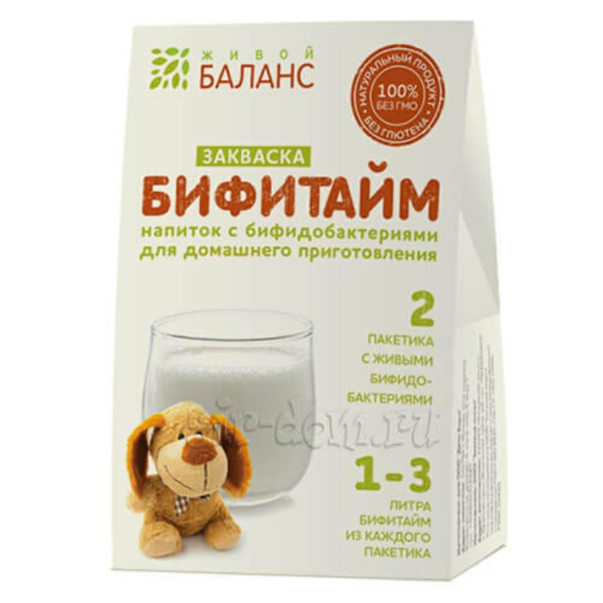 Закваска для напитка с бифидобактериями "Бифитайм" Закваска для напитка с бифидобактериями "Бифитайм"